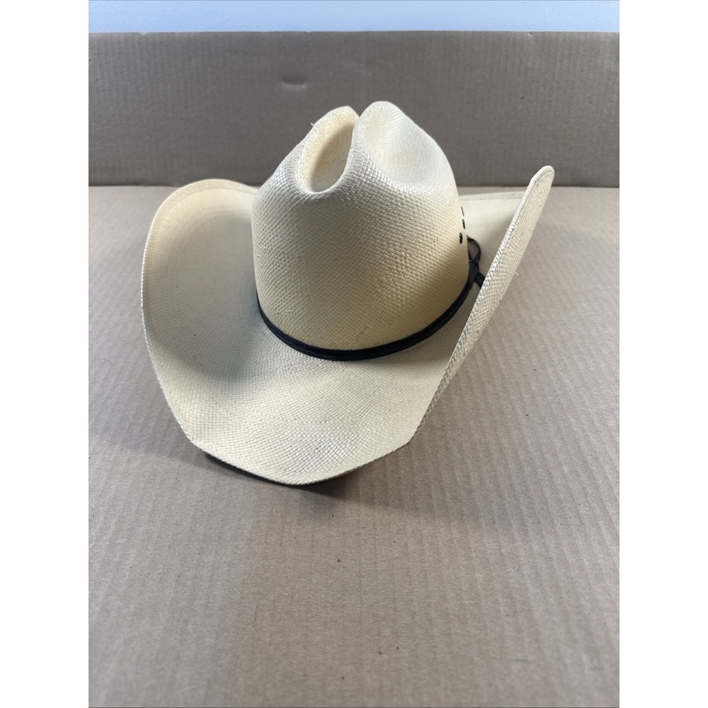 Bradford Western Straw Cowboy Hat By Resistol Band Size 7-1/2 Long Oval